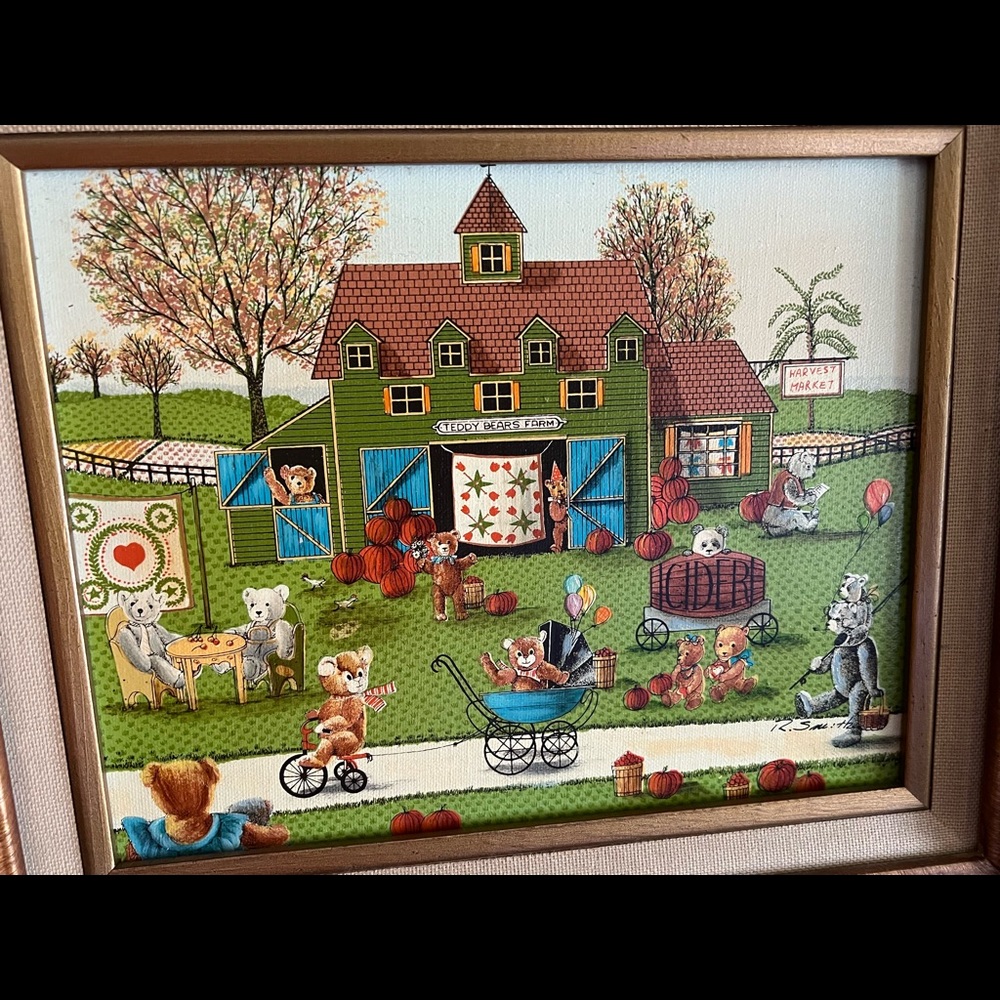 Signed R. Smith teddy bear cider farm